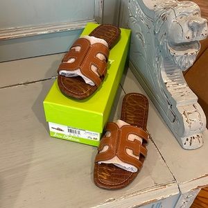 NWT Sam Edelman BAY SLIDE SANDAL Saddle Leather casual classic comfy sandal
